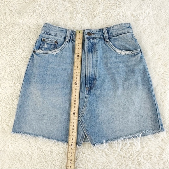 Zara Raw Hem Cut Off Denim Jean Skirt - Picture 6 of 6
